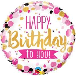 Balão Foil 18' Happy Birthday To You Pink & Gold