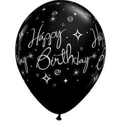 6 Balões 11' Happy Birthday Spark - Preto