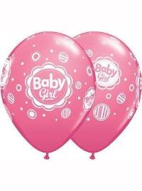 6 Balões 11' Impressos Baby Girl - Rose