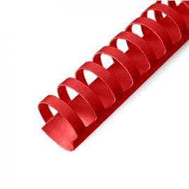 Lombadas plásticas para encadernação (medidas maiores) Cor: Vermelho Diâmetro / capacidade de folhas: 25 mm / 240 fls