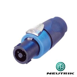 Ficha Speakon Macho Pvc Preta C/ Anel Azul Neutrik