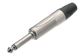 Ficha Jack 6.35mm Macho Mono Metálica Prateada 