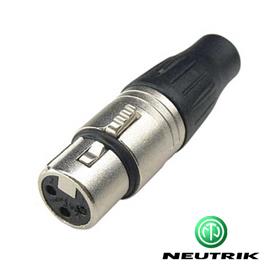 Ficha Xlr 3p Fêmea Niquelada C/ Guarda Cabo Neutrik
