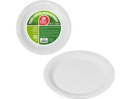 Pack 25Un Prato Sobremesa Branco Papelão 18Cm BEST PRODUCTS GREEN