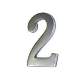 NUMERO 2 NIQUEL MATE 10CM FIXAÇÃO INVISIVEL