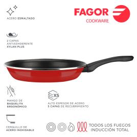 FRIGIDEIRA OPTIMAX Ø28CM VERMELHA AÇO AISI 430 