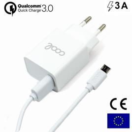 Cargador Red Conector Micro-usb Universal 3Amp (Carga Rápida)  Kit 2 en 1 Blanco