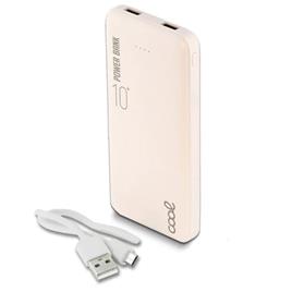 Bateria Externa Universal Power Bank 10.000 mAh (2 x usb / 2.1A) COOL Leather Blanco