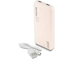 Bateria Externa Universal Power Bank 10.000 mAh (2 x usb / 2.1A)  Leather Blanco