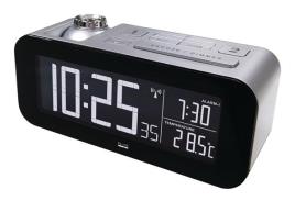 Despertador Com Rádio Controlado Lcd Prata / Preto