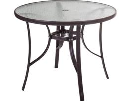 Mesa de Jardim  Neila (Castanho - Aço e Cristal - 90x72 cm)