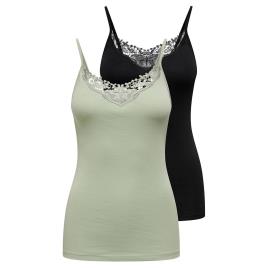 Only Camiseta Sem Mangas Kira Lace 2 Pares L Desert Sage / Pack Desert Sage / Black