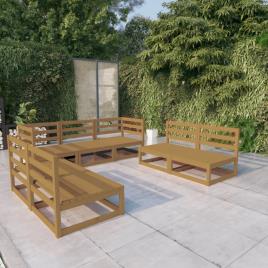 Conjunto Lounge de Jardim Pinho Maciço Castanho Mel 7 pcs