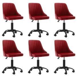 Cadeiras de Jantar Giratórias 6 pcs Veludo Vermelho Tinto