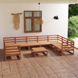 Conjunto Lounge de Jardim Pinho Maciço 10 pcs