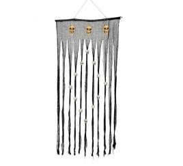 Decorações de Halloween  Cortina Preta com Caveiras (90x180 cm)