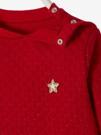 Vestido bimatéria, especial natal, para menina vermelho escuro liso