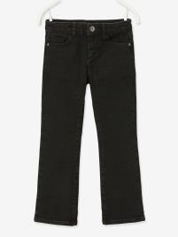 Jeans flare, para menina preto escuro liso