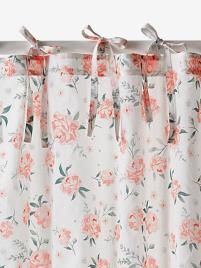 Cortinado Água de Rosas branco claro estampado