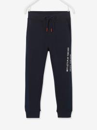 Calças de desporto, matéria técnica, para menino azul escuro liso com motivo