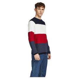Jack & Jones Sweater Tripulação De Pescoço Egustav XL True Red / Detail Striped