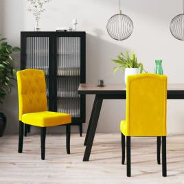 Cadeiras de jantar 2 pcs veludo amarelo
