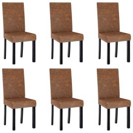 Cadeiras de jantar 6 pcs tecido castanho