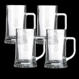 Caneca de cerveja de vidro gravado - conjunto de 4