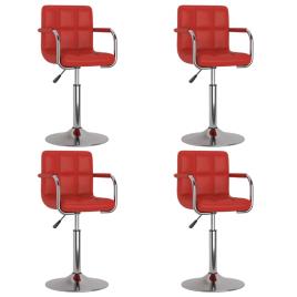 Cadeiras jantar giratórias 4pcs couro artificial vermelho tinto