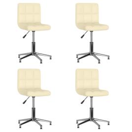 Cadeiras de jantar giratórias 4 pcs couro artificial cor creme