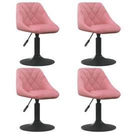 Cadeiras de jantar giratórias 4 pcs veludo rosa