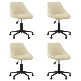 vidaXL Cadeiras de jantar giratórias 4 pcs veludo cor creme