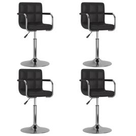 Cadeiras de jantar giratórias 4 pcs couro artificial preto