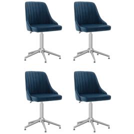 Cadeiras de jantar giratórias 4 pcs veludo azul