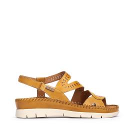 Sandálias em pele, tacão compensado, Altea