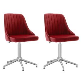 vidaXL Cadeiras de jantar giratorias 2 pcs veludo vermelho tinto