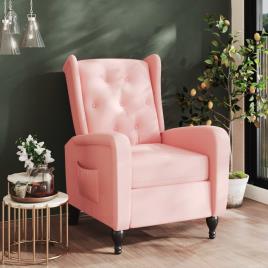 Poltrona reclinável veludo cor-de-rosa