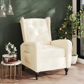 Poltrona reclinável veludo cor creme
