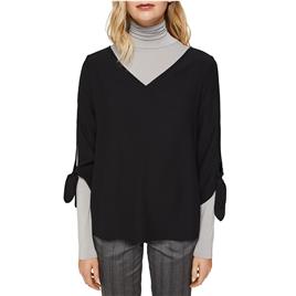 Esprit Blusa com decote em V, mangas 3/4