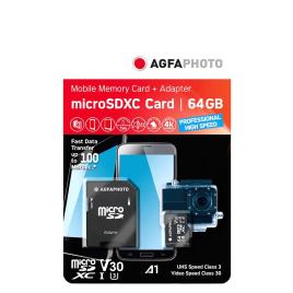 Agfa V Micro Sdxc Uhs-i 64gb High Speed C10 U3 30+adaptador Memória Cartão One Size Black