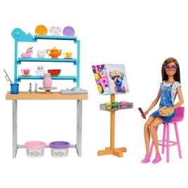 Barbie Relaxe E Crie Playset E Boneca De Estúdio De Arte 3 Years Multicolor