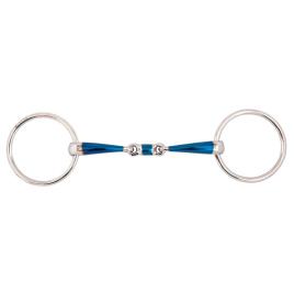 Br Snaffle De Junta Dupla Argolas Sweet Iron 14 Mm 65 Milímetros Pedaço 13.5 cm Blue