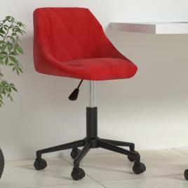 vidaXL Cadeira de escritório giratória veludo vermelho tinto