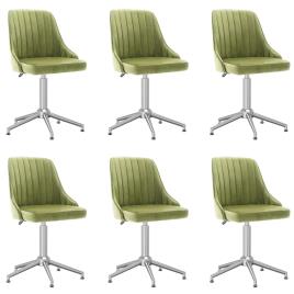 vidaXL Cadeiras de jantar giratórias 6 pcs veludo verde-claro