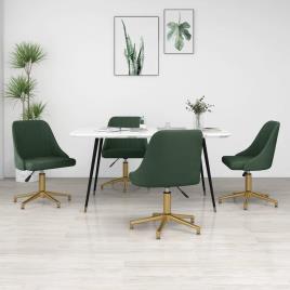 vidaXL Cadeiras de jantar giratórias 4 pcs veludo verde-escuro