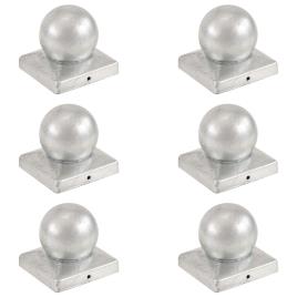vidaXL Tampas globo p/ postes vedação 6pcs metal galvanizado 101x101mm