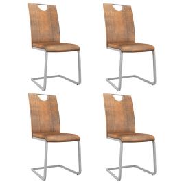 Cadeiras de jantar 4 pcs couro artificial castanho camurça