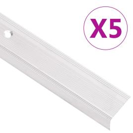 Perfis de escada em forma de L 5 pcs 90 cm alumínio prateado