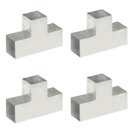 Bases para poste em forma T 4 pcs 101x101 mm metal galvanizado