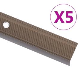 Perfil p/ escada em forma de L 5 pcs alumínio 90 cm castanho